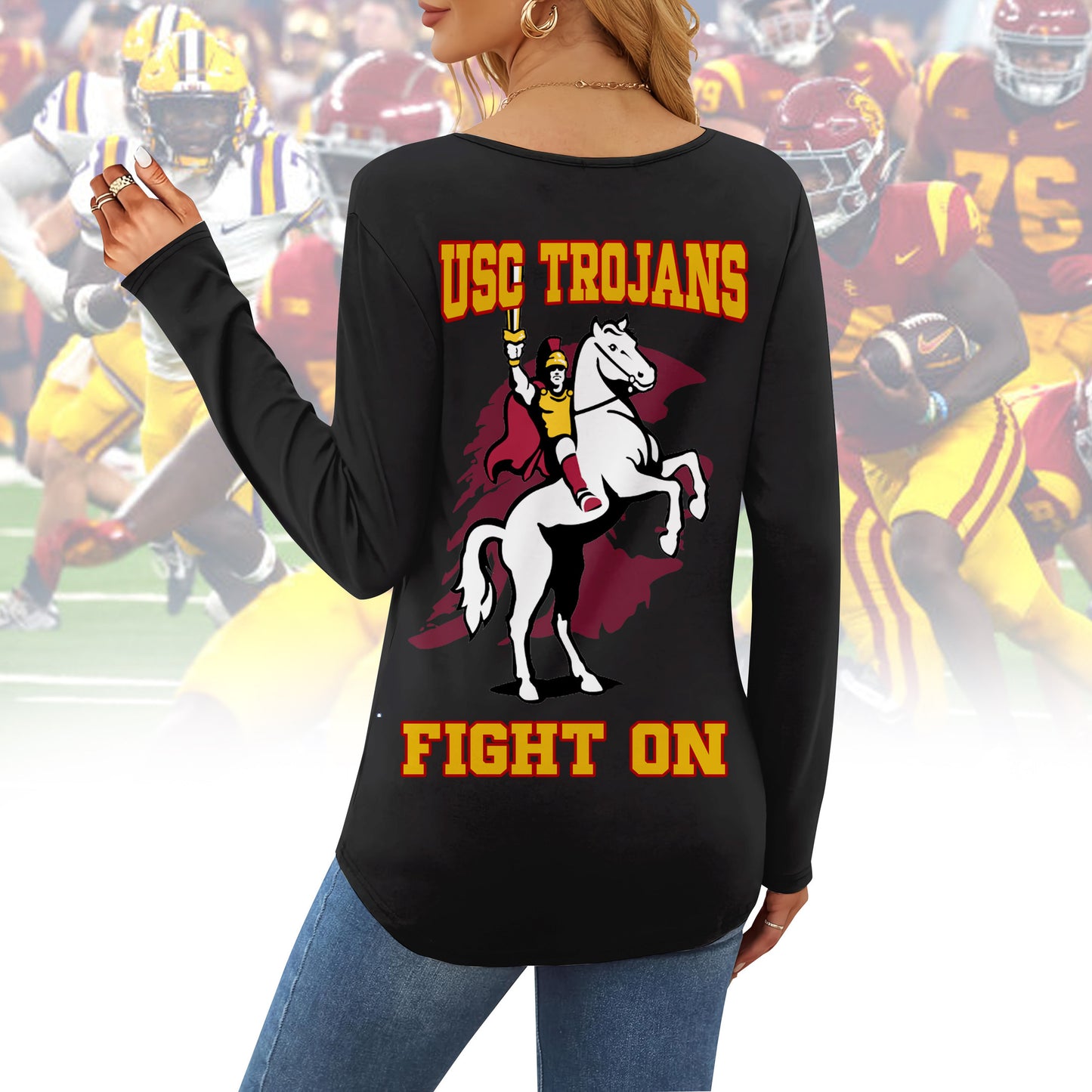 USC V-neck Long Sleeve Shirt NTY