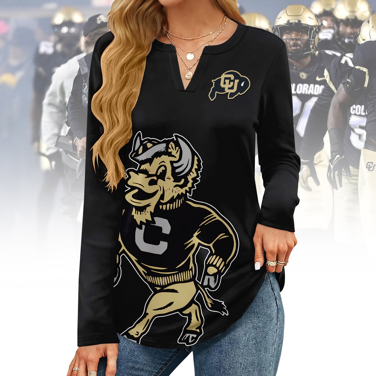 CLB V-neck Long Sleeve Shirt TMN