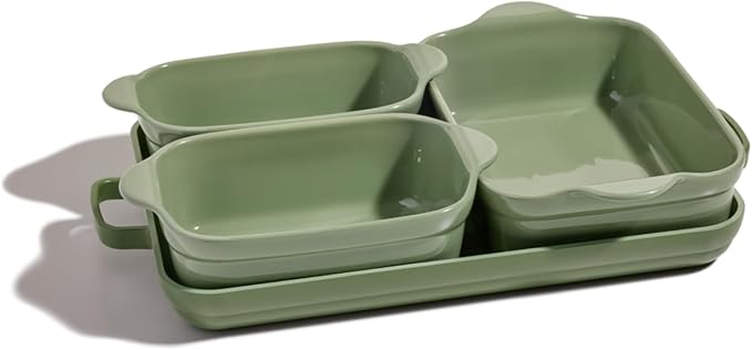 5-Piece Nonstick Ceramic Bakeware Set – Toxin-Free Cast Aluminum with Oven Pan, Bakers & Mat