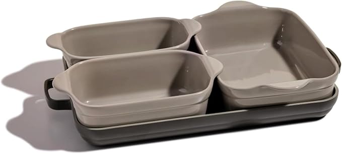 5-Piece Nonstick Ceramic Bakeware Set – Toxin-Free Cast Aluminum with Oven Pan, Bakers & Mat