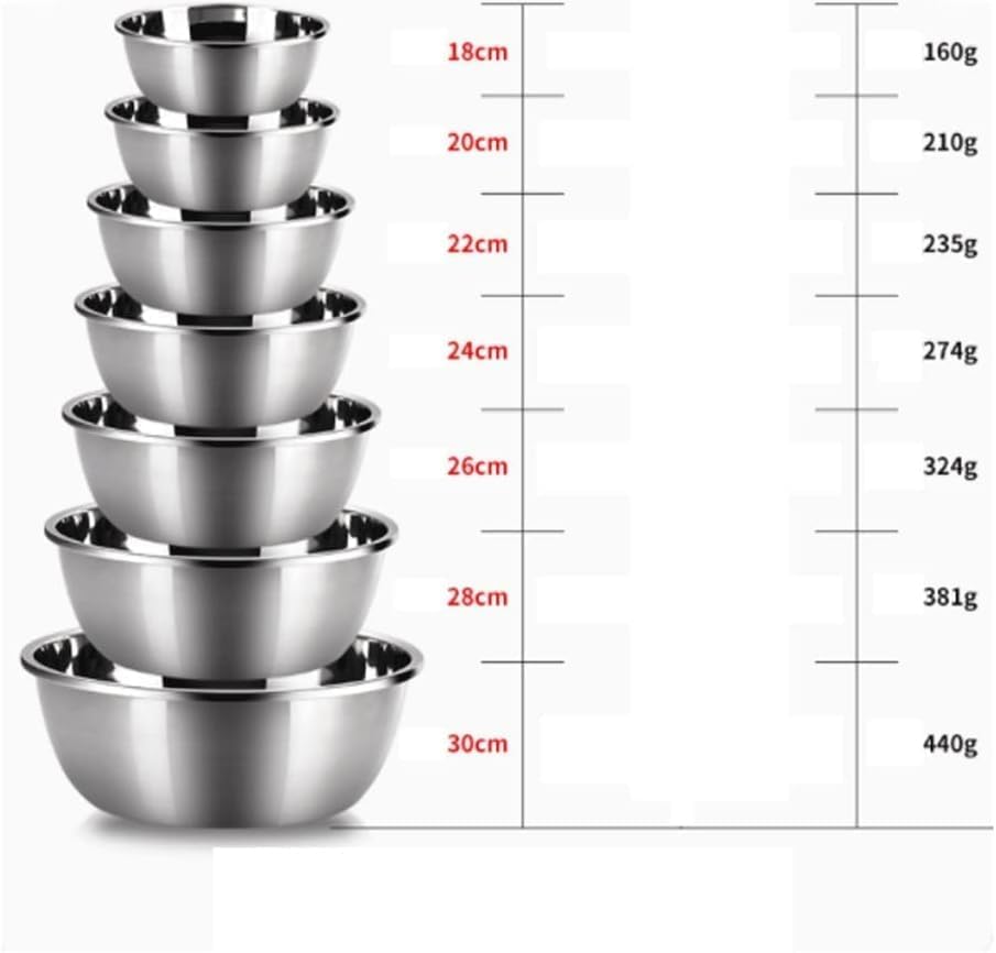 304 Stainless Steel Mixing Bowls 7-Piece Set, Pots and Pans Nesting Bowls, Kitchen & Dining Cookware Sets, Baking, Cooking