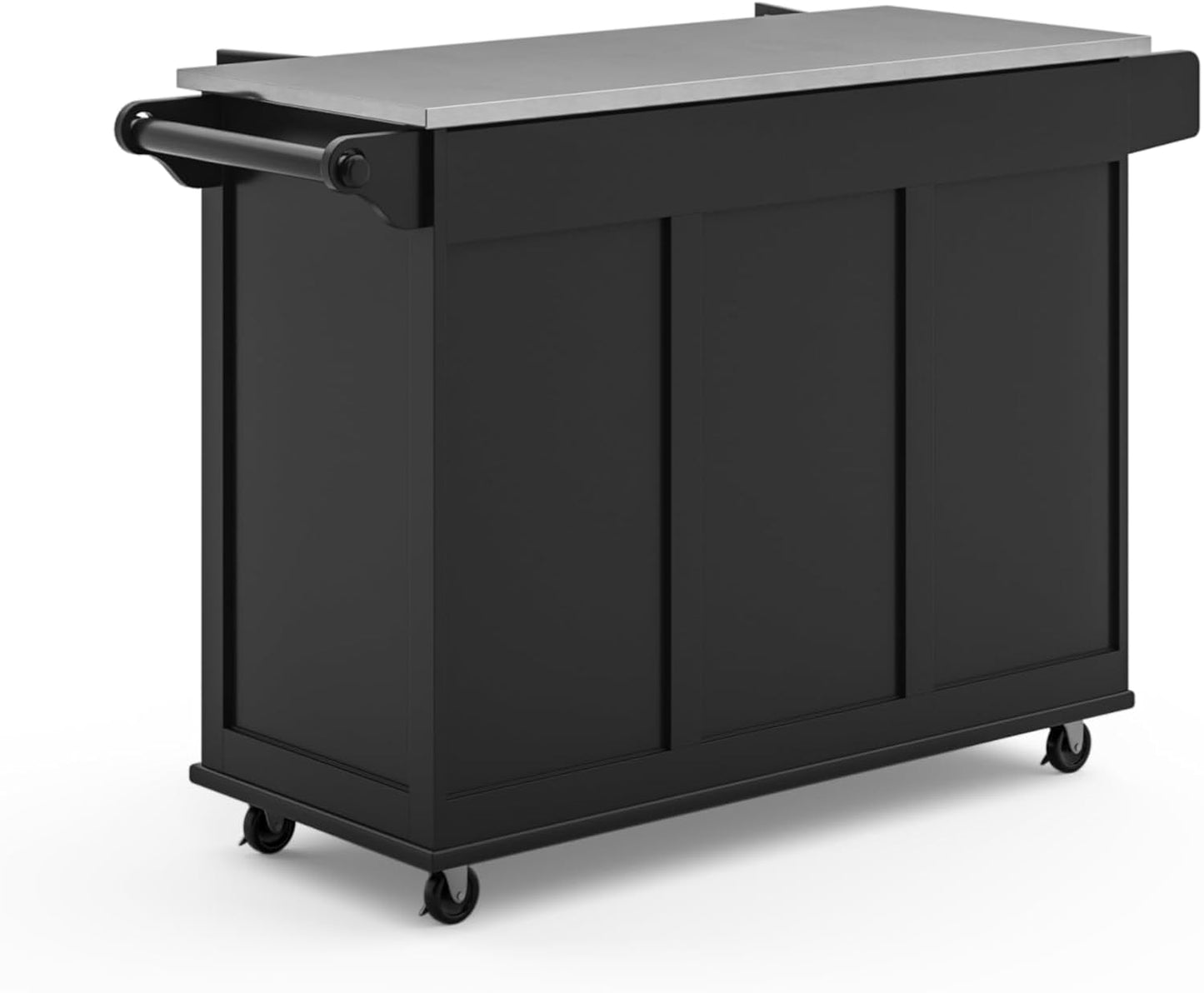 Mobile Kitchen Island Cart with Stainless Steel Top – Sage Green Finish, Rolling Storage Cabinet