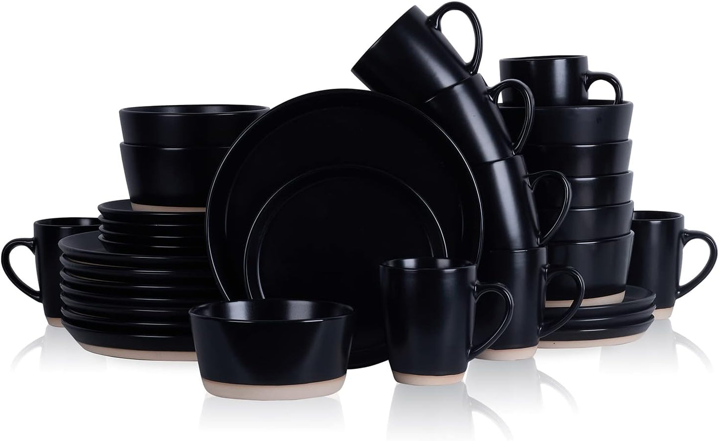 32-Piece Stoneware Dinnerware Set – Modern Plates & Bowls for 8, Complete Dish Set