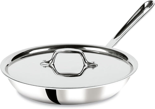 10-Inch 3-Ply Stainless Steel Fry Pan with Lid – Induction Compatible, Oven/Broiler Safe, Even Heat
