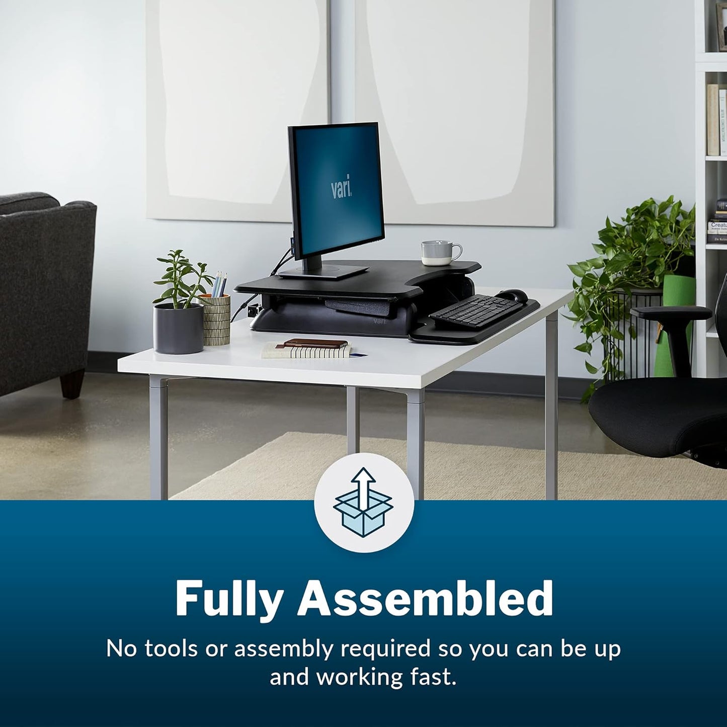 Essential 30 Two-Tier Standing Desk Converter – Adjustable Sit-Stand Riser with 11 Height Settings, 30" Wide (Black)