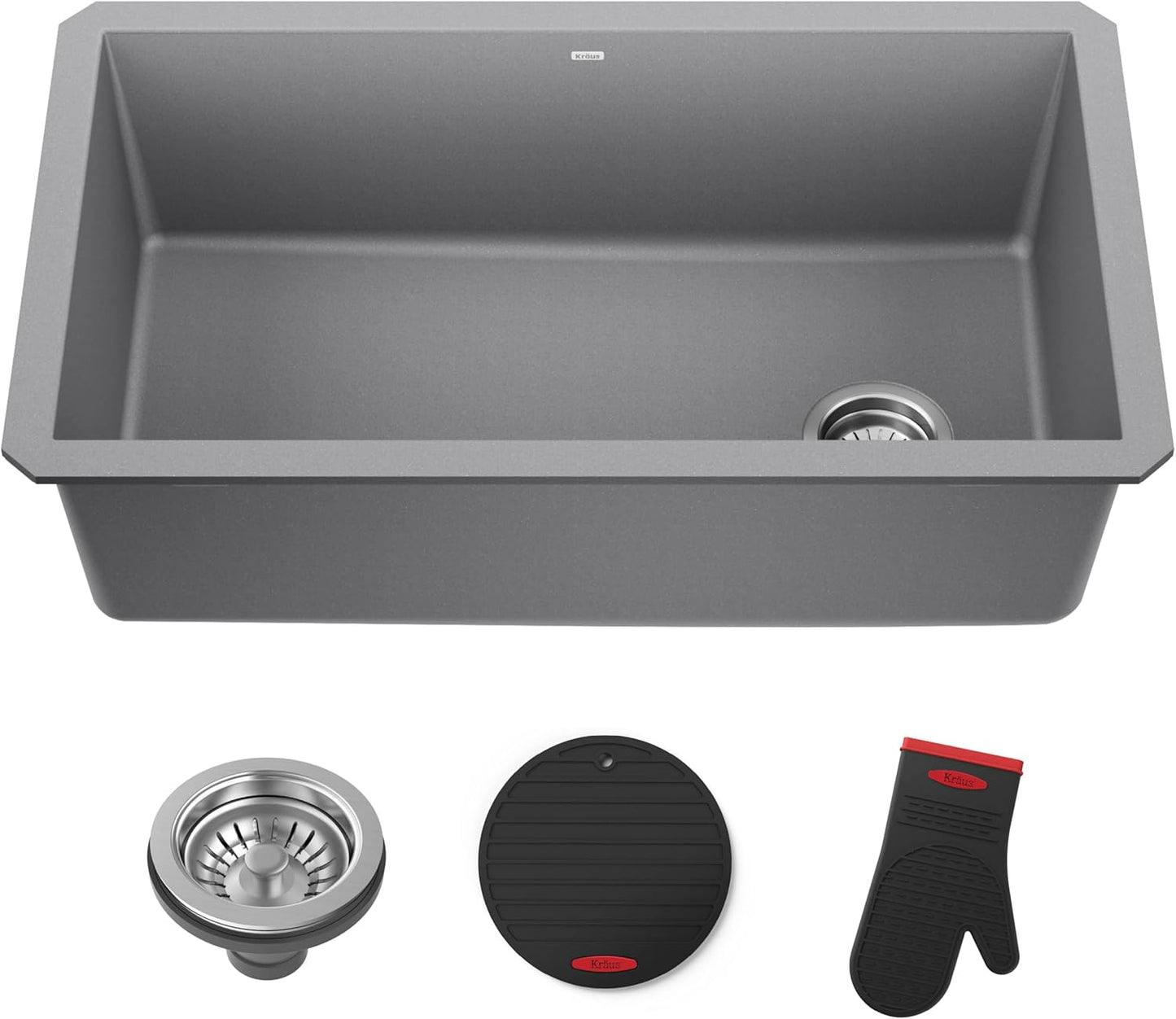 Granite Single Bowl Sink – 32" Black Undermount Design