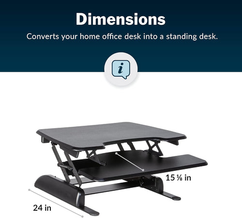 Essential 30 Two-Tier Standing Desk Converter – Adjustable Sit-Stand Riser with 11 Height Settings, 30" Wide (Black)