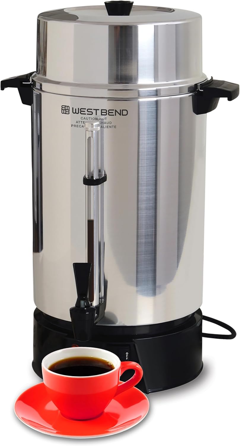 33600 100-Cup Commercial Coffee Urn – NSF Approved, Polished Aluminum, Automatic Temperature Control, Fast Brewing & Easy Cleanup (Silver)