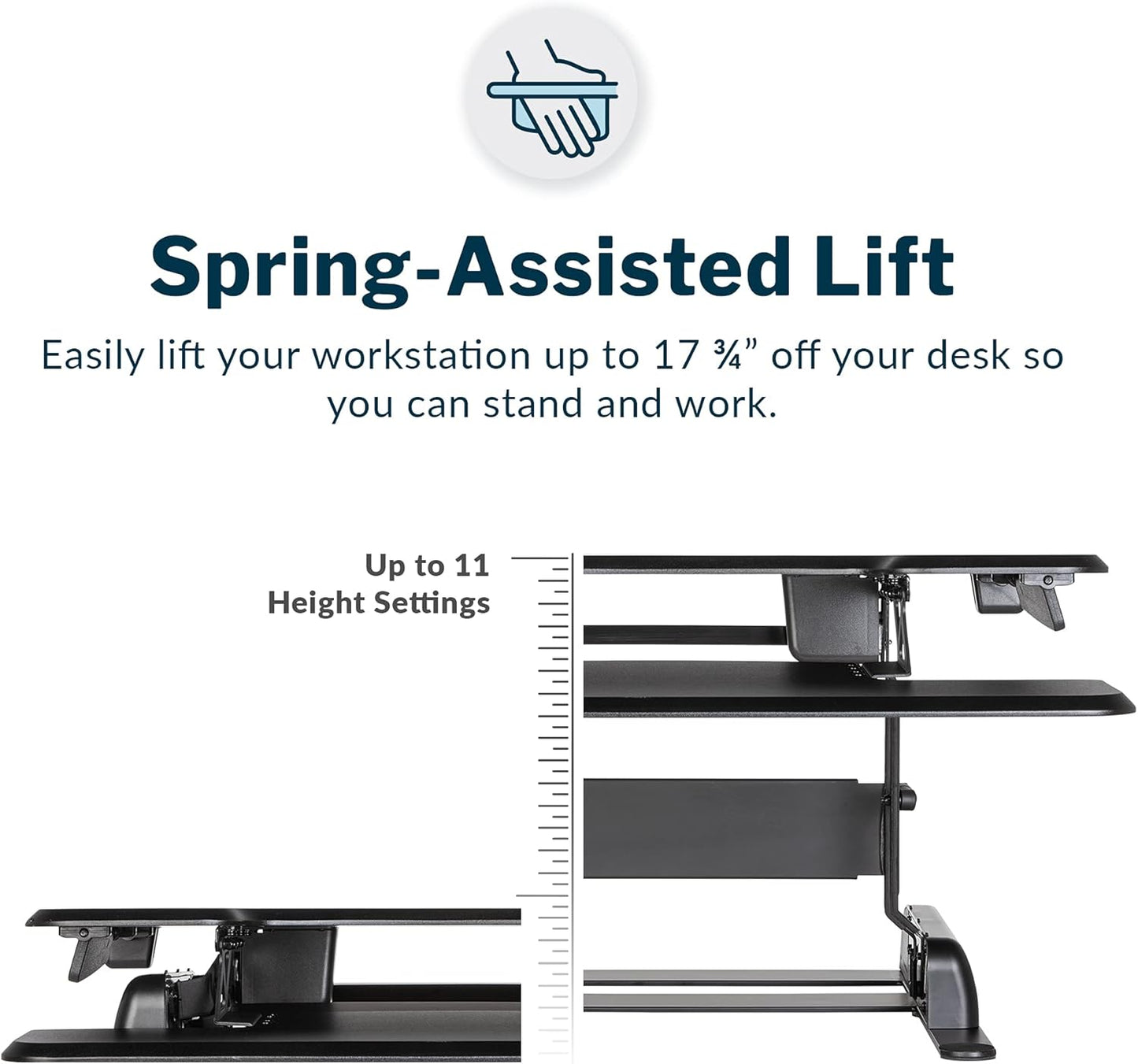 Essential 30 Two-Tier Standing Desk Converter – Adjustable Sit-Stand Riser with 11 Height Settings, 30" Wide (Black)