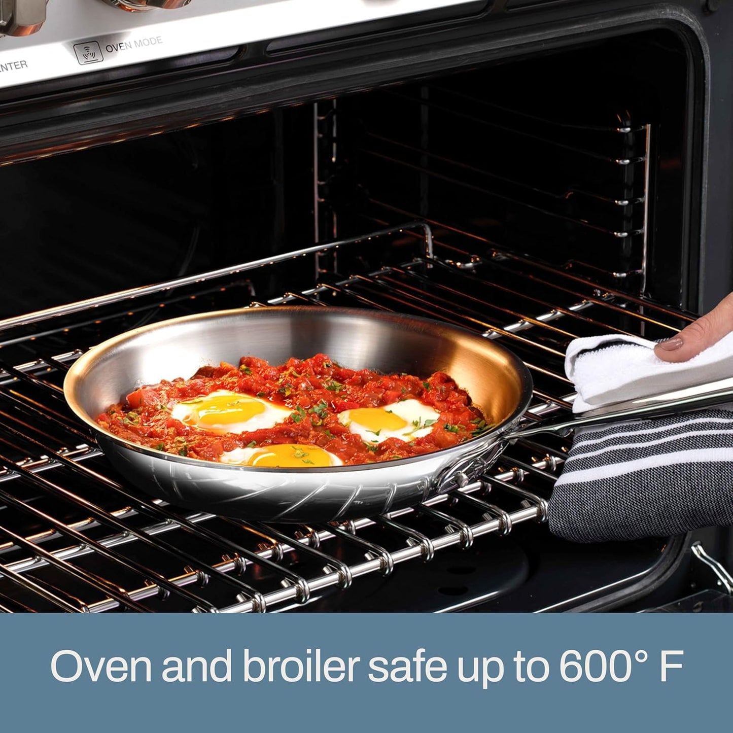 10-Inch 3-Ply Stainless Steel Fry Pan with Lid – Induction Compatible, Oven/Broiler Safe, Even Heat
