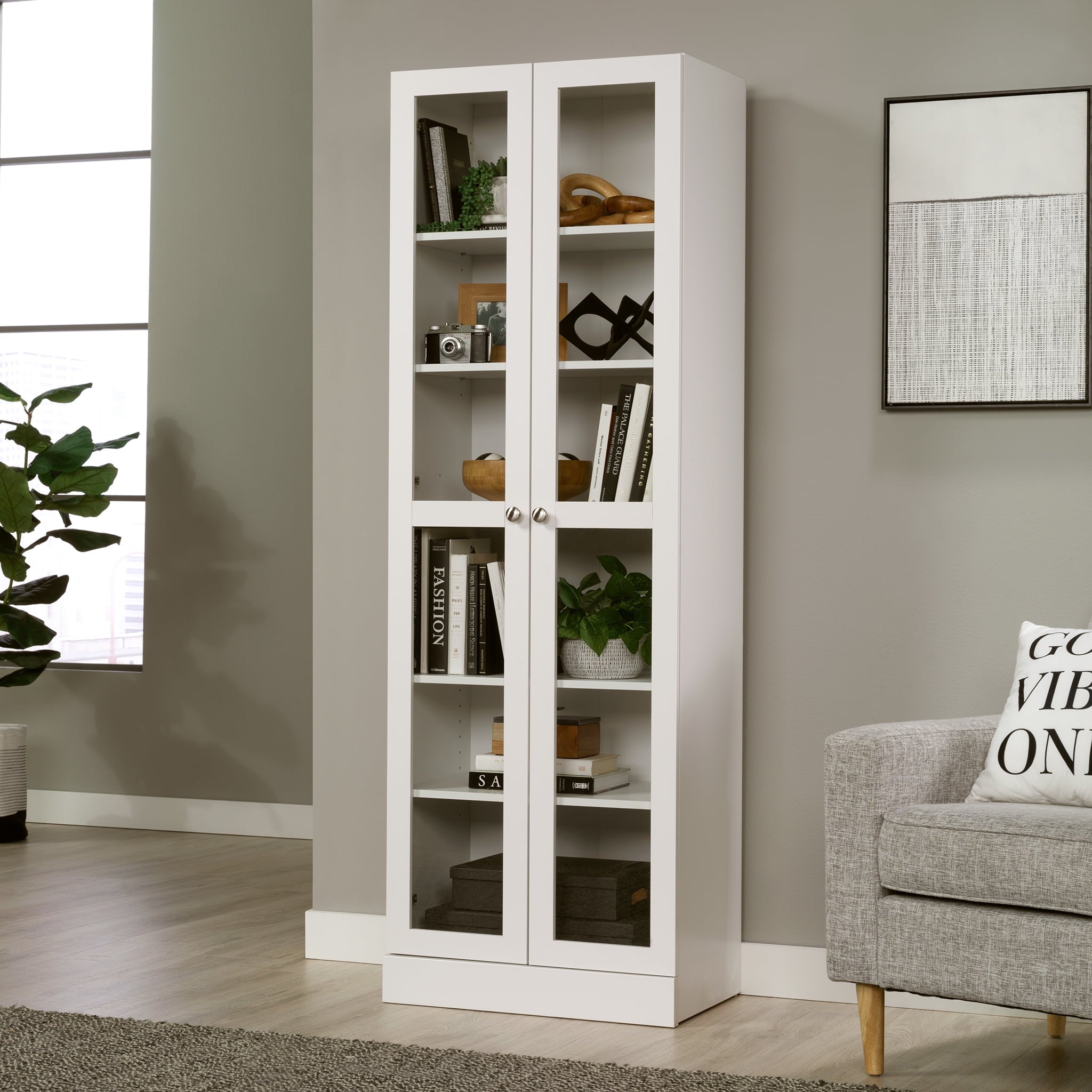 Glass Door Bookcase Whitenull