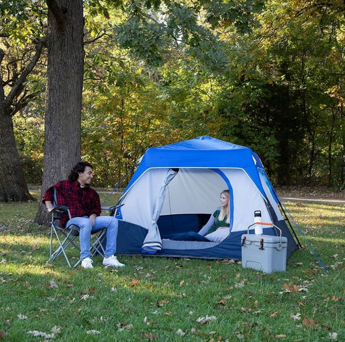 Ozark Trail 8' x 7' 4-Person Instant Cabin Tent with LED Lighted Hub, 19 lbs