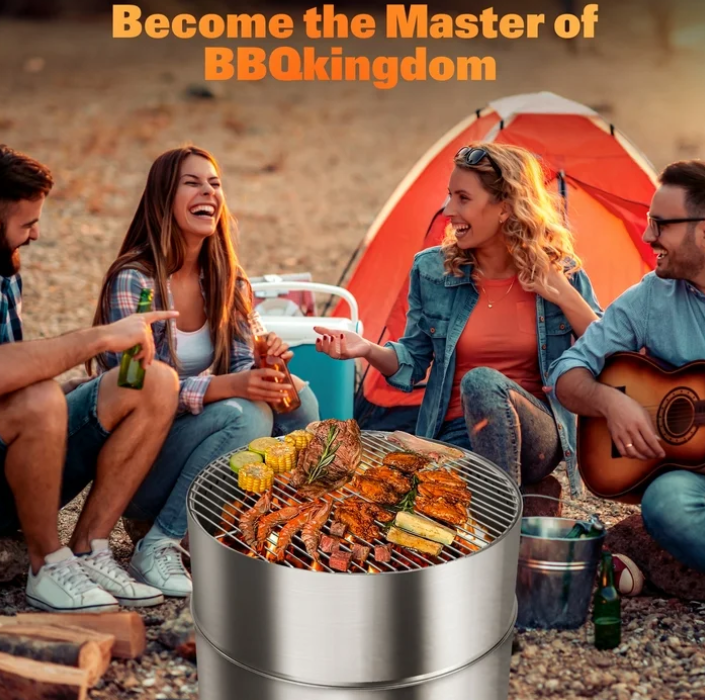 19 Inch Smokeless Fire Pit, 304 Stainless Steel Fire Pit with Carry Bag, Portable Smokeless Fire Pit with Removable Ash Pan, Wood Burning Fire Pits for Camping Backyard Patio Garden Picnic