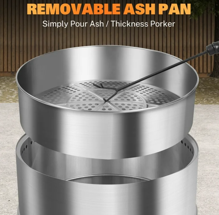 19 Inch Smokeless Fire Pit, 304 Stainless Steel Fire Pit with Carry Bag, Portable Smokeless Fire Pit with Removable Ash Pan, Wood Burning Fire Pits for Camping Backyard Patio Garden Picnic
