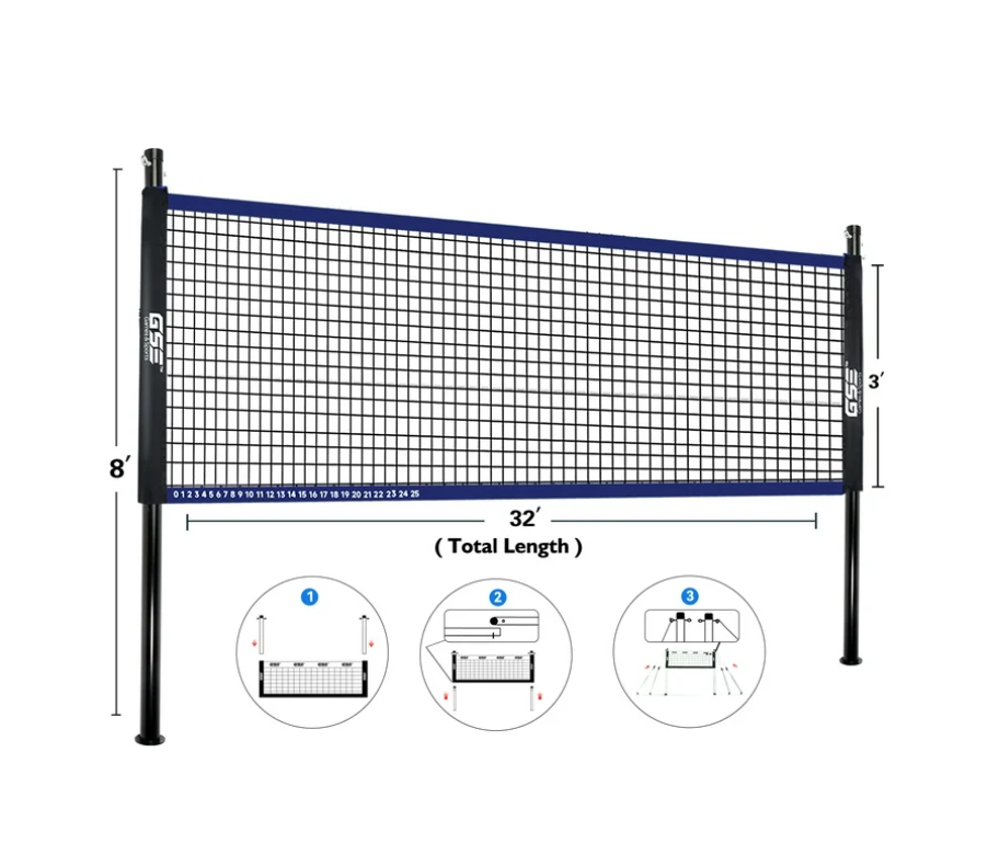 GSE Games & Sports Expert Recreational Portable Badminton Volleyball Net Combo Set. Including Net,Volleyball,4 Badminton Rackets, 3 Birds and Carry Bag for Park,Backyard,Lawn