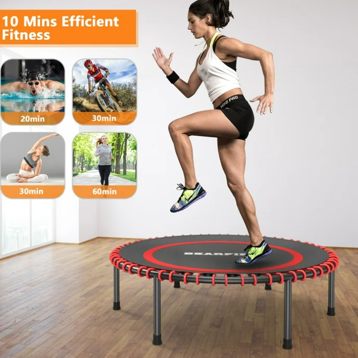 JOZ Mini Trampoline, 40 inch Fitness Trampoline with Bungees, Exercise Rebounder for Adults/Kids, Workout 300 lb Weight
