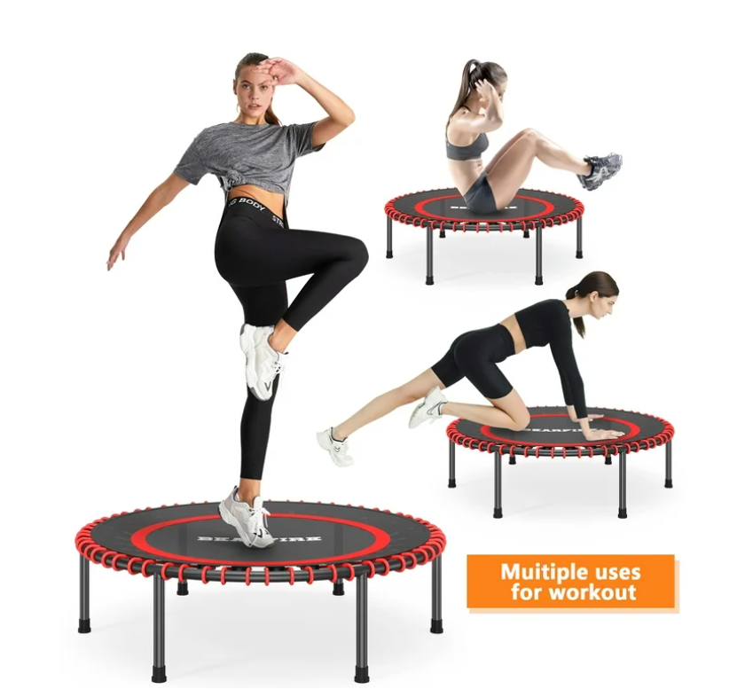 JOZ Mini Trampoline, 40 inch Fitness Trampoline with Bungees, Exercise Rebounder for Adults/Kids, Workout 300 lb Weight