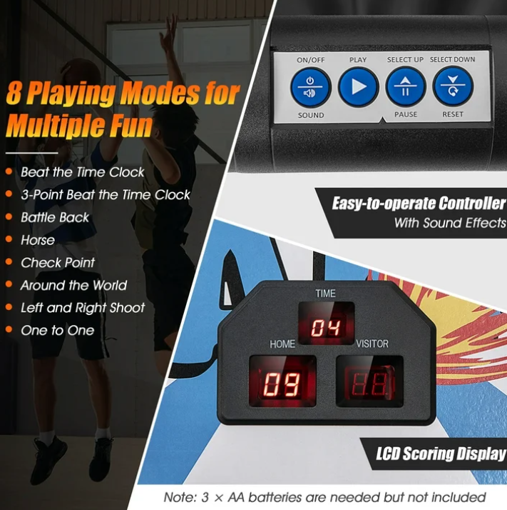 Costway Arcade Game System w/ 8 Game Modes & 4 Balls electronic scoring system