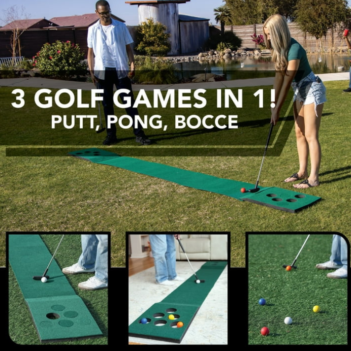 EastPoint 3-in-1 Par Pong Bocce Golf Putting Game - 3 Outdoor Games in 1 for All Ages