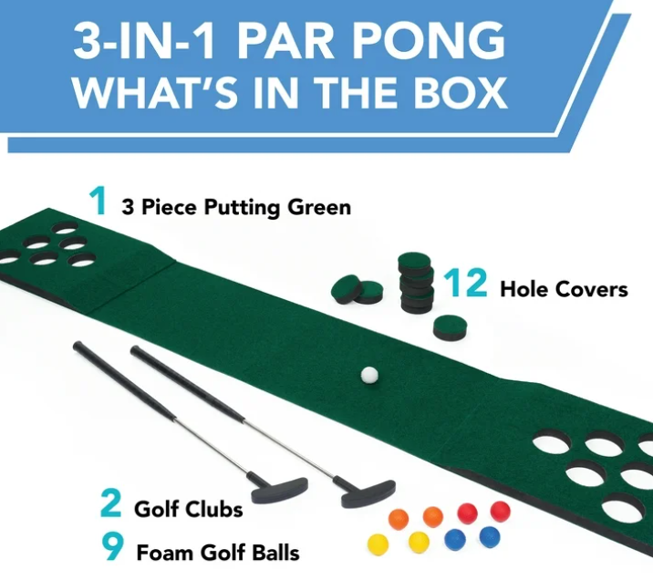 EastPoint 3-in-1 Par Pong Bocce Golf Putting Game - 3 Outdoor Games in 1 for All Ages