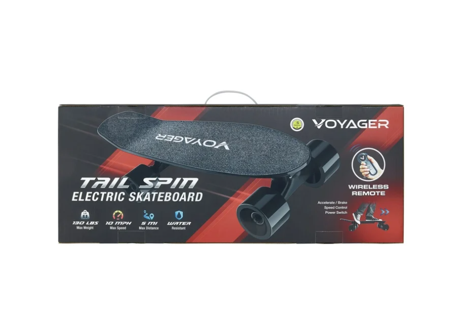Voyager Tailspin Electric Skateboard for Beginners, Kids and Teenagers .Black,2816 oz