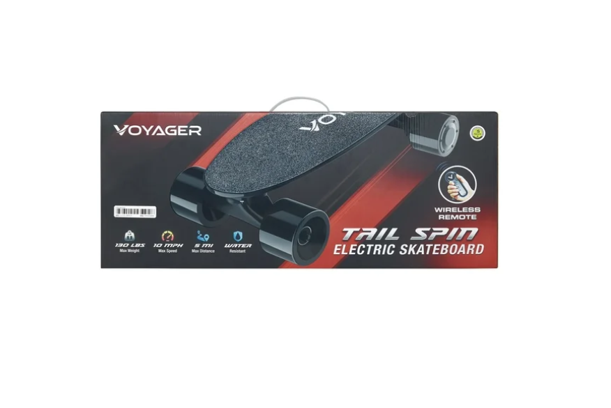 Voyager Tailspin Electric Skateboard for Beginners, Kids and Teenagers .Black,2816 oz