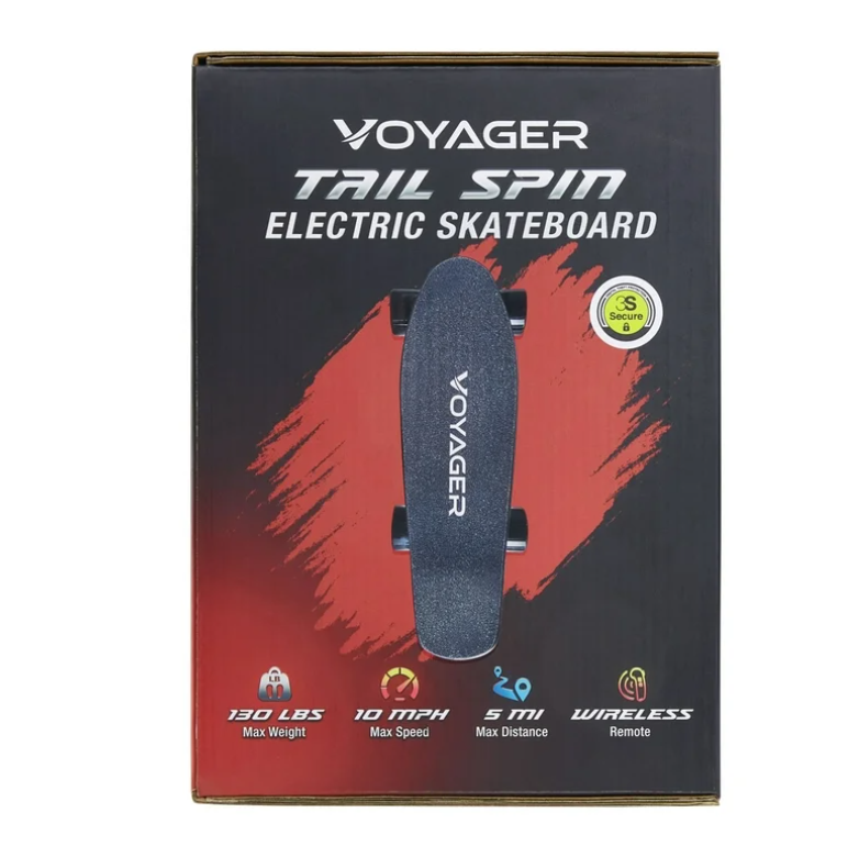 Voyager Tailspin Electric Skateboard for Beginners, Kids and Teenagers .Black,2816 oz