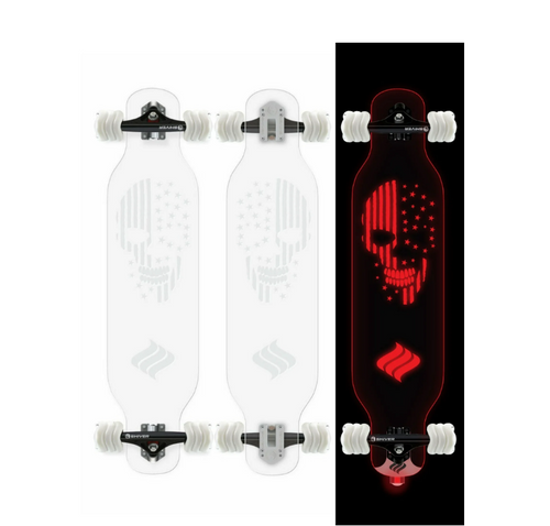 Shark Wheel Clear Skull Complete Longboard with Lights
