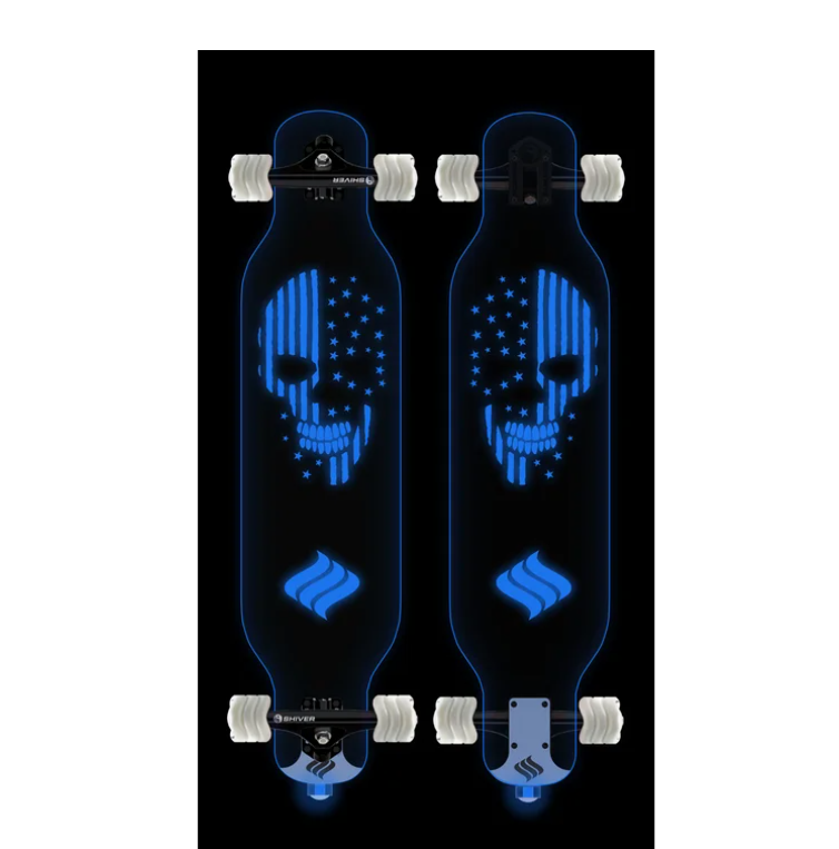 Shark Wheel Clear Skull Complete Longboard with Lights