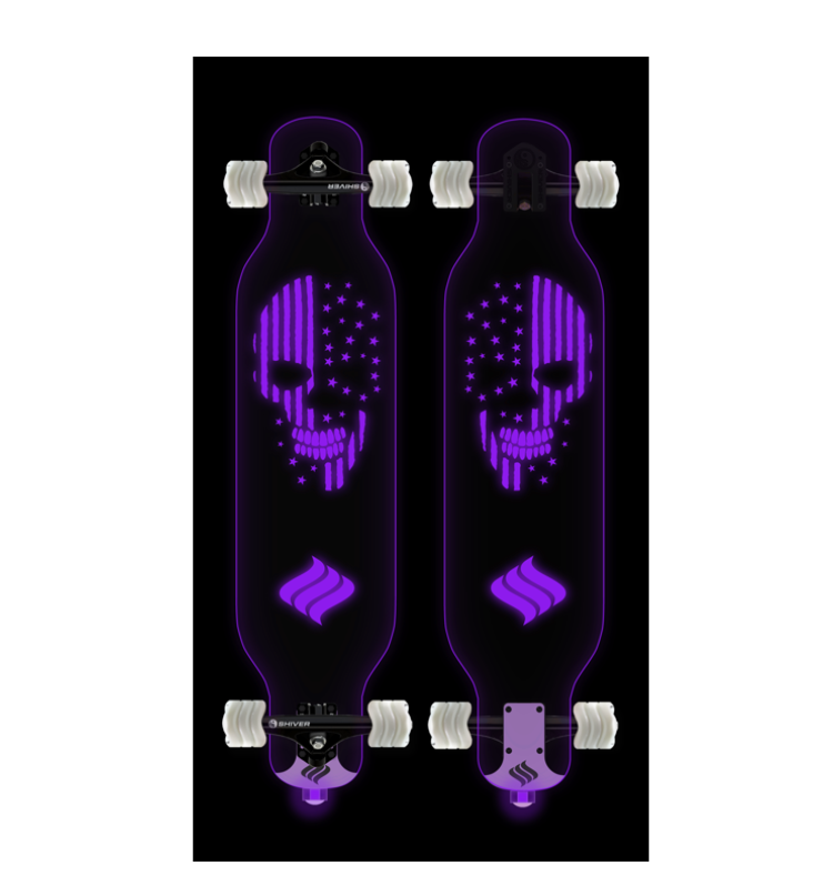 Shark Wheel Clear Skull Complete Longboard with Lights