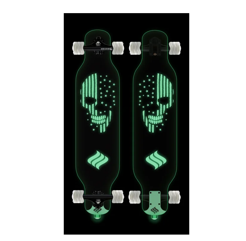 Shark Wheel Clear Skull Complete Longboard with Lights