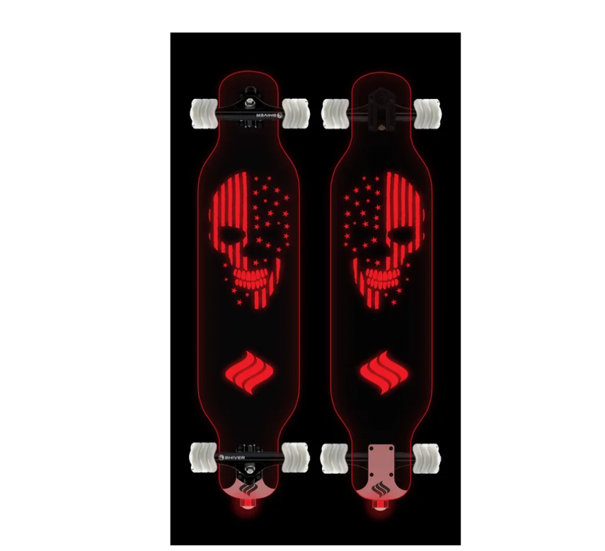 Shark Wheel Clear Skull Complete Longboard with Lights