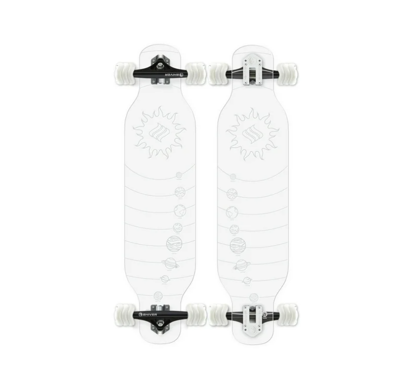 Shark Wheel Galaxy Clear Acrylic Longboard with Deck Lights and 72 mm