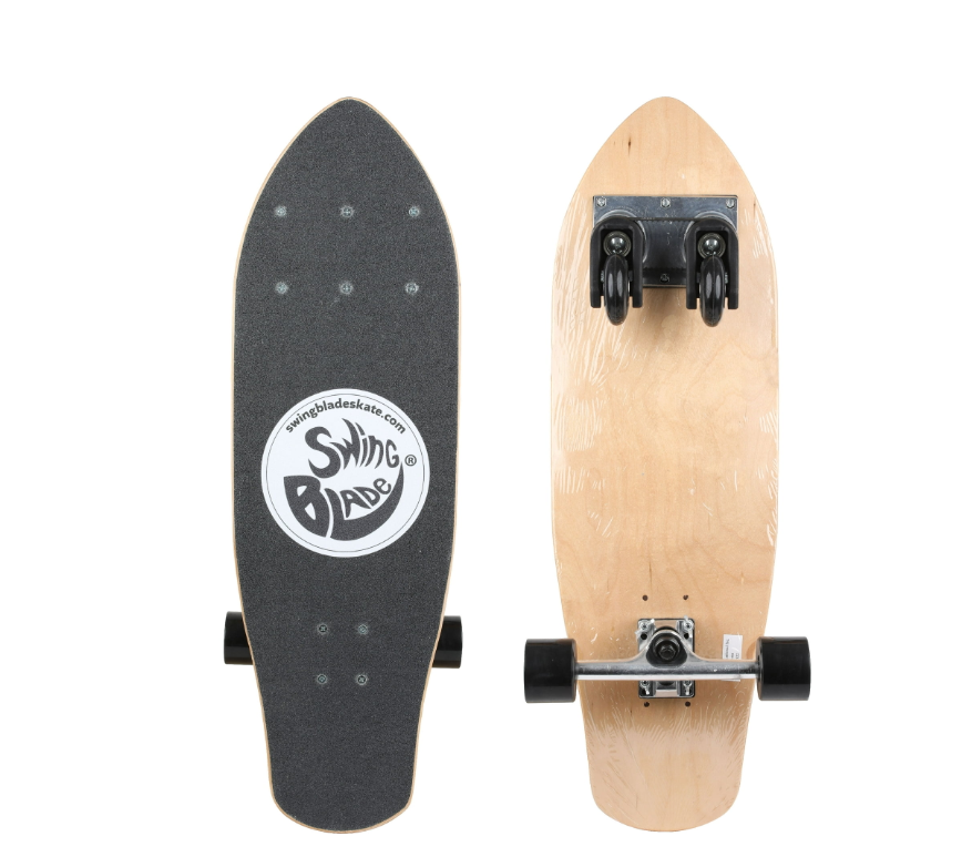 Swingblade Complete Skateboard with Patented Carving Caster Trucks for a Skate/Surf Ride, ABEC-7 Bearings and PU Wheels, for Kids and Adults