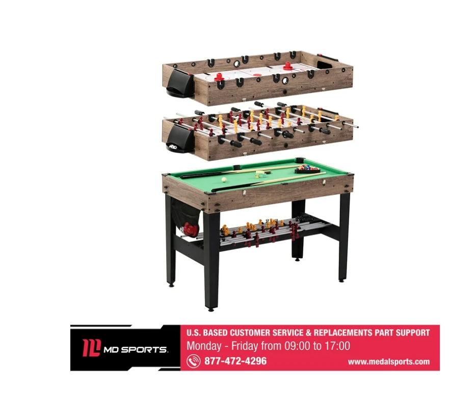 48" 3-in-1 Multi Game, Pool Table, Air Hockey, Foosball Table, by MD Sports