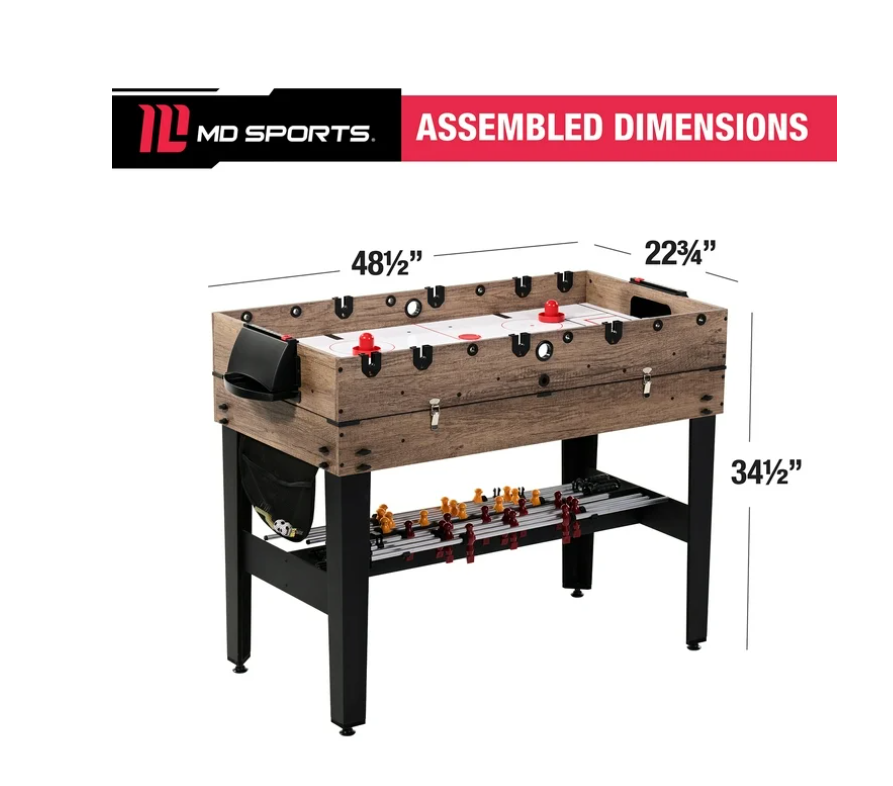 48" 3-in-1 Multi Game, Pool Table, Air Hockey, Foosball Table, by MD Sports
