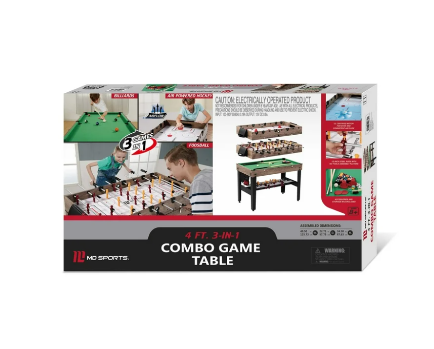 48" 3-in-1 Multi Game, Pool Table, Air Hockey, Foosball Table, by MD Sports