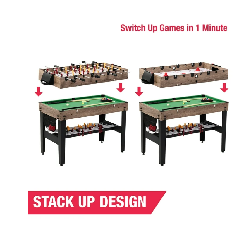 48" 3-in-1 Multi Game, Pool Table, Air Hockey, Foosball Table, by MD Sports