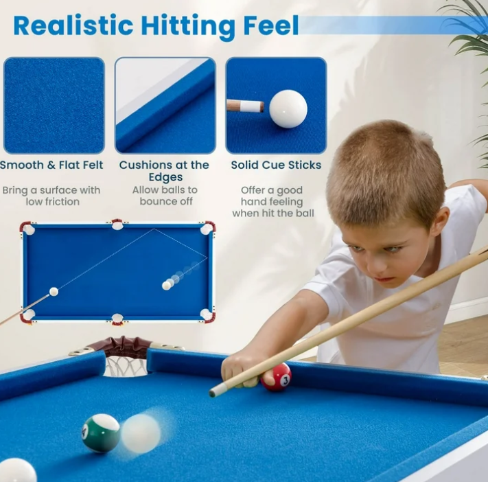 Costway 47" Folding Billiard Table Pool Game Table for Kids w/ Cues & Chalk & Brush