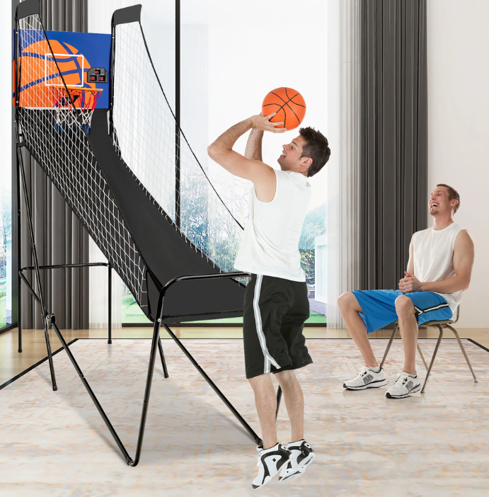 Costway Foldable Single Shot Basketball Arcade Game W/Electronic Scorer 3 Basketballs
