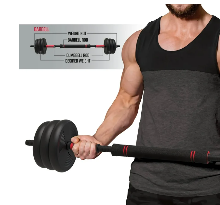 FitRx SmartBell Gym, 60 lbs. 4-in-1 Adjustable Interchangeable Dumbbell, Barbell, and Kettlebell Weight Set, Black