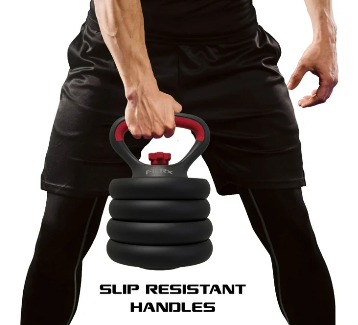 FitRx SmartBell Gym, 60 lbs. 4-in-1 Adjustable Interchangeable Dumbbell, Barbell, and Kettlebell Weight Set, Black
