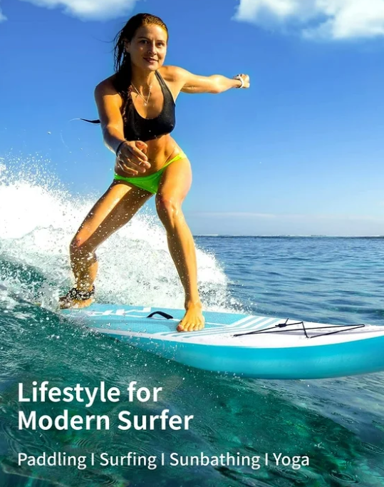 10' Inflatable Stand up Paddle Board 6' Thick SUP Paddle Board with Paddleboard Accessories Triple Action Pump Fishing Green