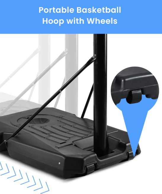 Portable Basketball Hoop Goal Basketball Hoop System Height Adjustable 7 ft. 6 in..10 ft. with 44 inch Indoor Outdoor PVC Backboard Material
