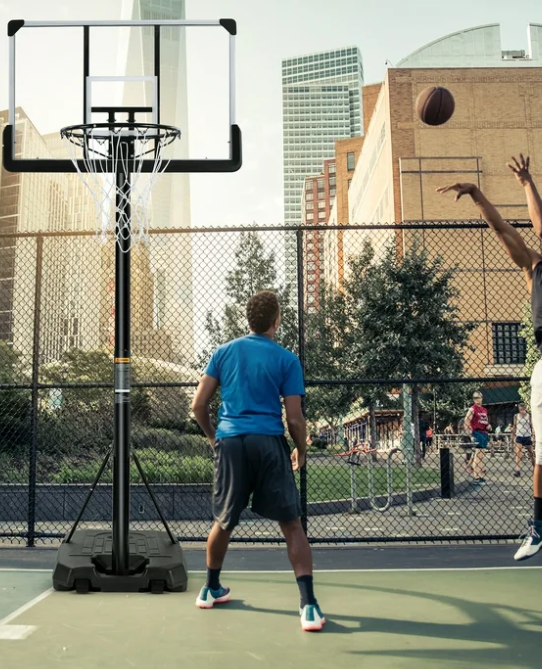 Portable Basketball Hoop Goal Basketball Hoop System Height Adjustable 7 ft. 6 in..10 ft. with 44 inch Indoor Outdoor PVC Backboard Material