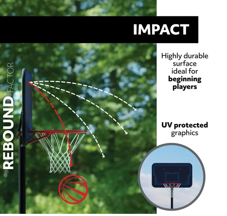 Lifetime 44-Inch Impact Portable Basketball Hoop with Telescoping Adjustment & Classic Rim – Model 90759-Outdoor Play