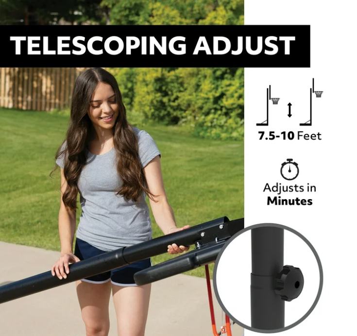 Lifetime 44-Inch Impact Portable Basketball Hoop with Telescoping Adjustment & Classic Rim – Model 90759-Outdoor Play