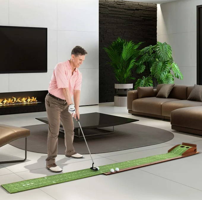 Costway Putting Green Practice Golf Putting Mat with Auto Ball Return