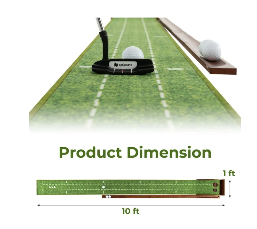 Costway Putting Green Practice Golf Putting Mat with Auto Ball Return
