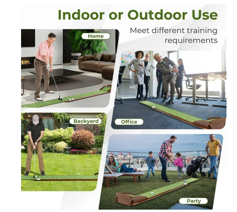 Costway Putting Green Practice Golf Putting Mat with Auto Ball Return